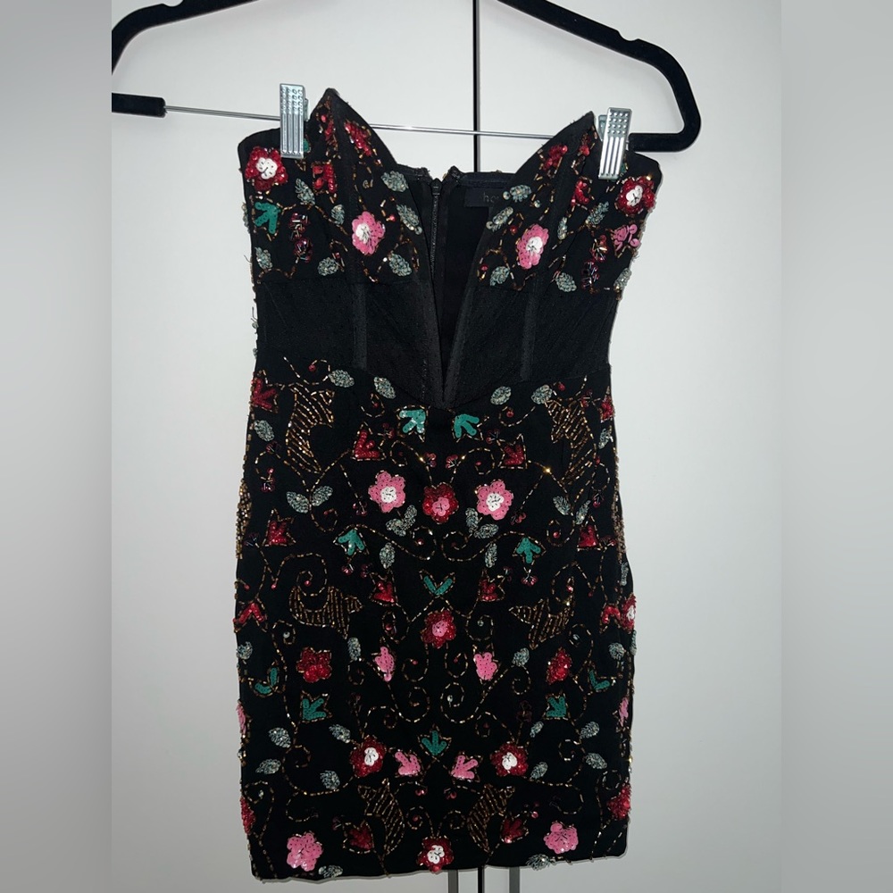 Beaded floral mini dress